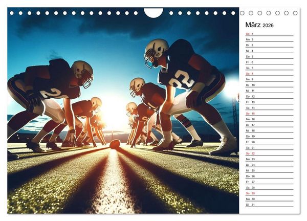 Produktbild: American Football - Durch KI-Technologie zum Leben erweckte Momente (Wandkalender 2026 DIN A4 quer), CALVENDO Monatskalender
