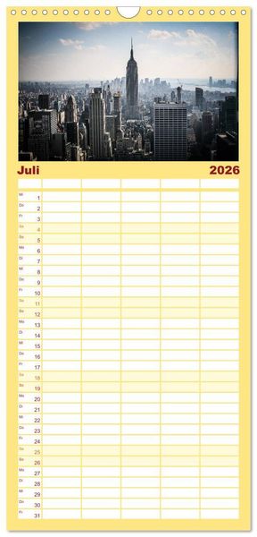 Produktbild: Familienplaner 2026 - New York feeling mit 5 Spalten (Wandkalender, 21 x 45 cm) CALVENDO