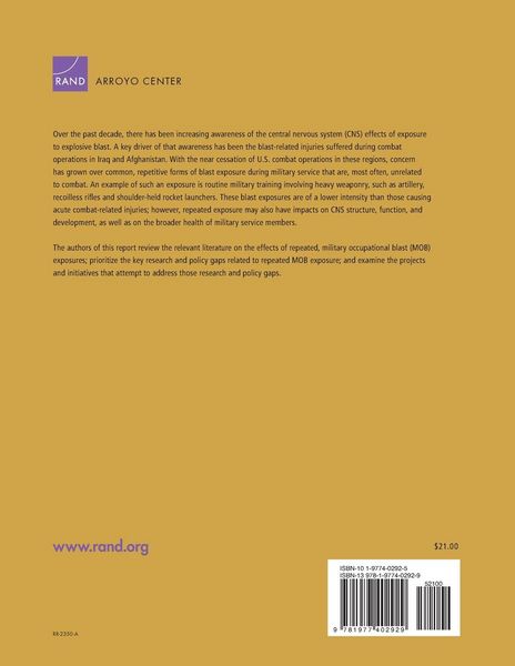 Produktbild: Neurological Effects of Repeated Exposure to Military Occupational Levels of Blast