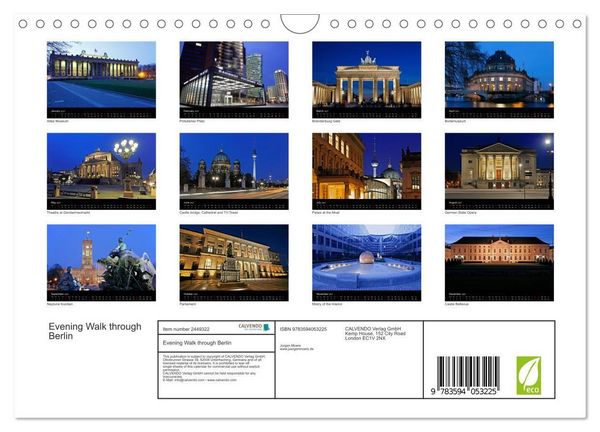 Produktbild: Evening Walk through Berlin (Wall Calendar 2027 DIN A4 landscape), CALVENDO 12 Month Wall Calendar