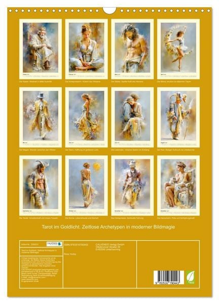 Produktbild: Tarot im Goldlicht. Zeitlose Archetypen in moderner Bildmagie (Wandkalender 2027 DIN A3 hoch), CALVENDO Monatskalender