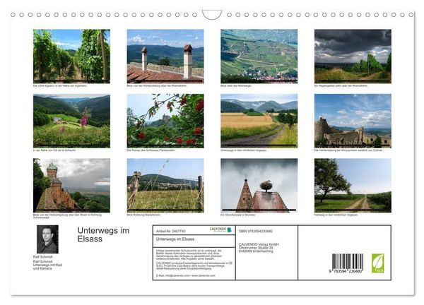 Produktbild: Unterwegs im Elsass (Wandkalender 2027 DIN A3 quer), CALVENDO Monatskalender