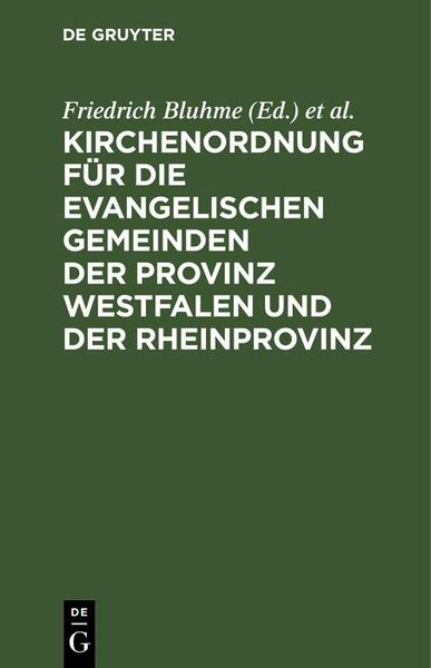 Produktbild: Kirchenordnung f&uuml;r die evangelischen Gemeinden der Provinz Westfalen und der Rheinprovinz