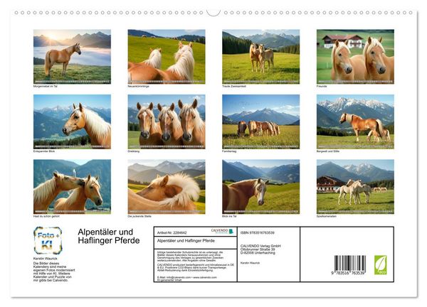 Produktbild: Alpent&auml;ler und Haflinger Pferde (hochwertiger Premium Wandkalender 2027 DIN A2 quer), Kunstdruck in Hochglanz