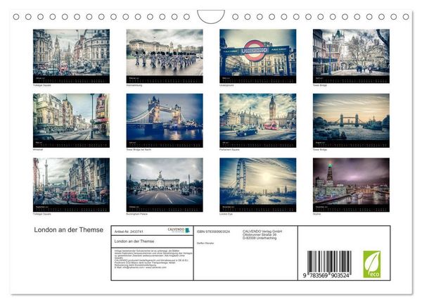 Produktbild: London an der Themse (Wandkalender 2027 DIN A4 quer), CALVENDO Monatskalender