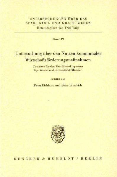 Produktbild: Untersuchung &uuml;ber den Nutzen kommunaler Wirtschaftsf&ouml;rderungsma&szlig;nahmen.