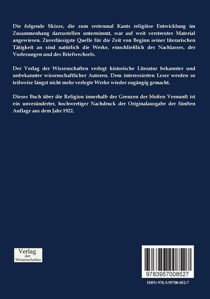 Produktbild: Die Religion innerhalb der Grenzen der blo&szlig;en Vernunft