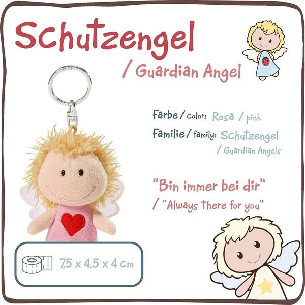 Produktbild: NICI 34554 - Schl&uuml;sselanh&auml;nger Schutzengel mit Herz Bin immer bei dir, Gl&uuml;cksbringer, rosa, 7 cm