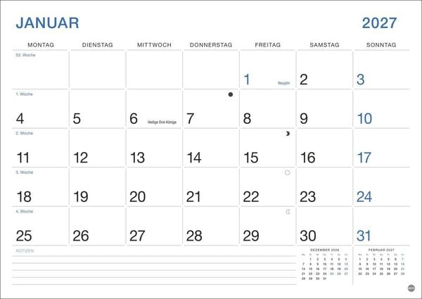 Produktbild: B&uuml;ro Monatsplaner 2027