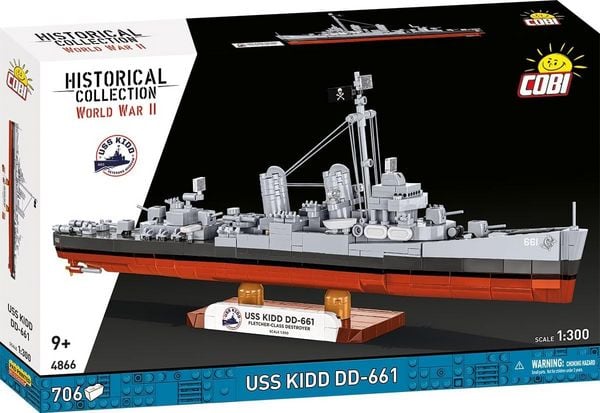 COBI Historical Collection 4866 - USS KIDD DD-661, WWII, Bausatz 1:300, 706 Klemmbausteine