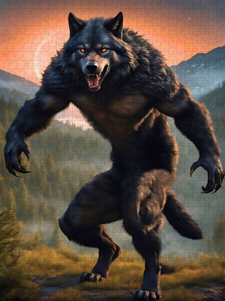 Produktbild: CALVENDO Puzzle Ein Werwolf heult zum roten Mond | 1000 Teile Lege-Gr&ouml;&szlig;e 64x48cm Foto-Puzzle f&uuml;r gl&uuml;ckliche Stunden