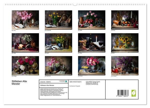 Produktbild: Stillleben Alte Meister (hochwertiger Premium Wandkalender 2026 DIN A2 quer), Kunstdruck in Hochglanz