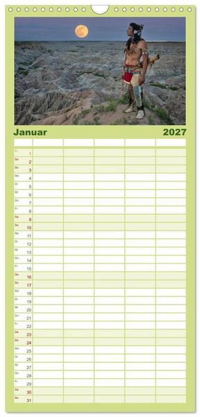 Produktbild: Familienplaner 2027 - Sioux Im Lande von Sitting Bull mit 5 Spalten (Wandkalender, 21 x 45 cm) CALVENDO