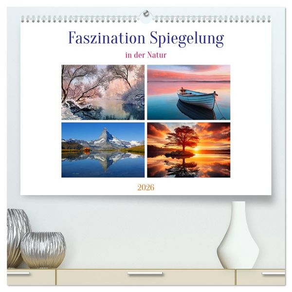 Produktbild: Faszination Spiegelung - in der Natur (hochwertiger Premium Wandkalender 2026 DIN A2 quer), Kunstdruck in Hochglanz