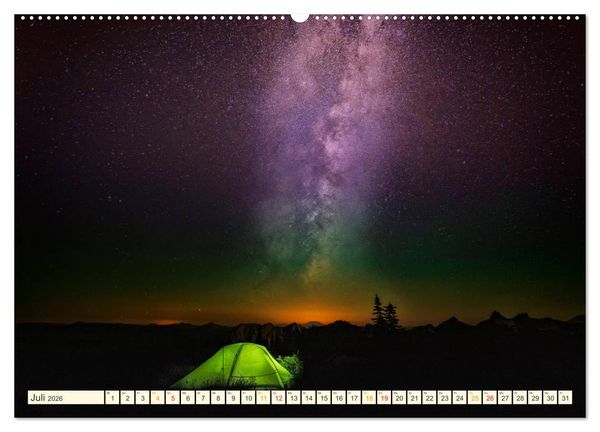 Produktbild: Sternenhimmel im magischen Licht - Polarlicht und Milchstra&szlig;e (Wandkalender 2026 DIN A2 quer), CALVENDO Monatskalender