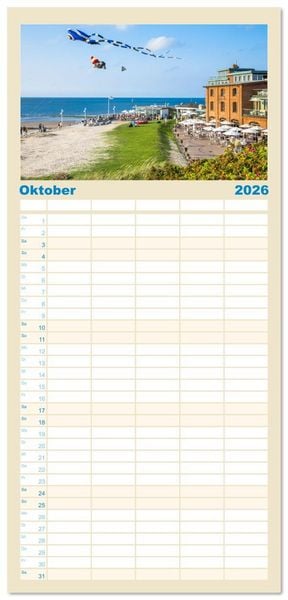 Produktbild: Familienplaner 2026 - Norderney Sehnsuchtskalender mit 5 Spalten (Wandkalender, 21 x 45 cm) CALVENDO