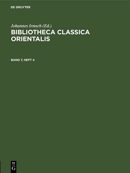 Produktbild: Bibliotheca Classica Orientalis. Band 7, Heft 4