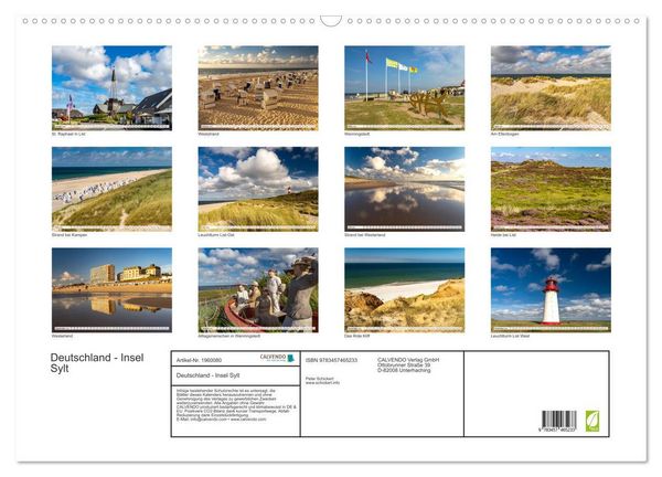 Produktbild: Deutschland - Insel Sylt (Wandkalender 2026 DIN A2 quer), CALVENDO Monatskalender