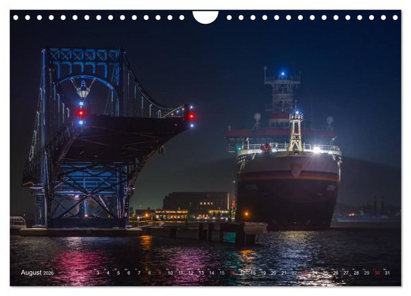 Produktbild: Nachts in Wilhelmshaven Edition mit maritimen Motiven (Wandkalender 2026 DIN A4 quer), CALVENDO Monatskalender
