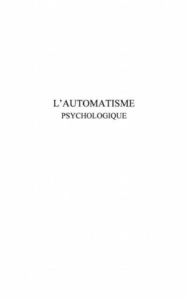 Produktbild: L'automatisme psychologique