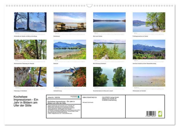Produktbild: Kochelsee Impressionen - Ein Jahr in Bildern am Ufer der Stille (Wandkalender 2026 DIN A2 quer), CALVENDO Monatskalender