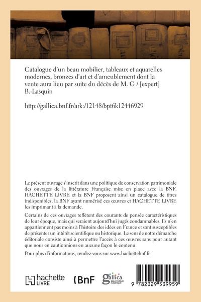 Produktbild: Catalogue d'un mobilier, tableaux et aquarelles modernes, bronzes d'art et d'ameublement