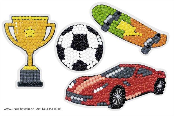 URSUS Kinder-Bastelsets, Diamond Painting Creative Set Sports, 2er Karten