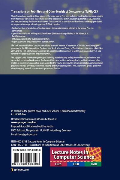 Produktbild: Transactions on Petri Nets and Other Models of Concurrency X