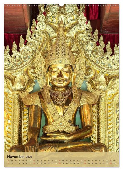 Produktbild: BUDDHA in GOLD (hochwertiger Premium Wandkalender 2026 DIN A2 hoch), Kunstdruck in Hochglanz