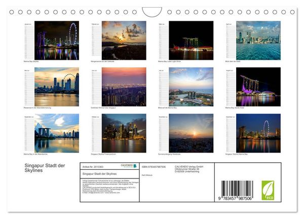 Produktbild: Singapur Stadt der Skylines (Wandkalender 2026 DIN A4 quer), CALVENDO Monatskalender