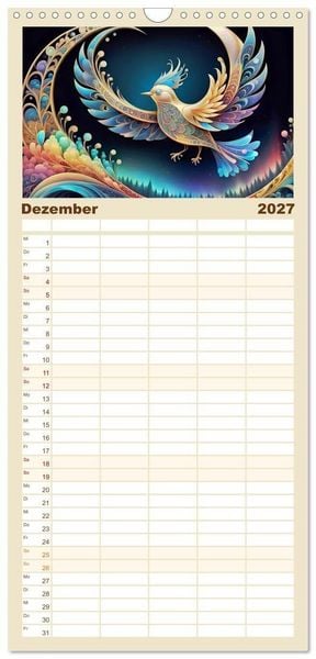 Produktbild: Familienplaner 2027 - Tiere aus Regenbogenfarben mit 5 Spalten (Wandkalender, 21 x 45 cm) CALVENDO