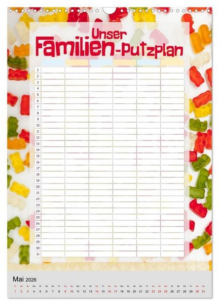 Produktbild: Unser Familien-Putzplan & Kalender 2026 (Wandkalender 2026 DIN A3 hoch), CALVENDO Monatskalender
