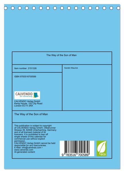 Produktbild: The Way of the Son of Man (Desk Calendar 2026 DIN A5 portrait), CALVENDO 12 Month DeskCalendar