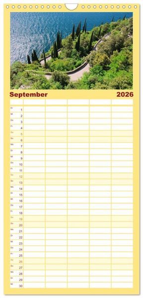 Produktbild: Familienplaner 2026 - Gardasee mit 5 Spalten (Wandkalender, 21 x 45 cm) CALVENDO