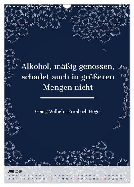Produktbild: Dichter als Goethe - Der literarische Alkohol-Kalender (Wandkalender 2026 DIN A3 hoch), CALVENDO Monatskalender