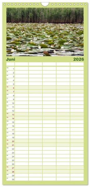 Produktbild: Familienplaner 2026 - Mecklenburgische Seenplatte - zum Tr&auml;umen sch&ouml;n mit 5 Spalten (Wandkalender, 21 x 45 cm) CALVENDO