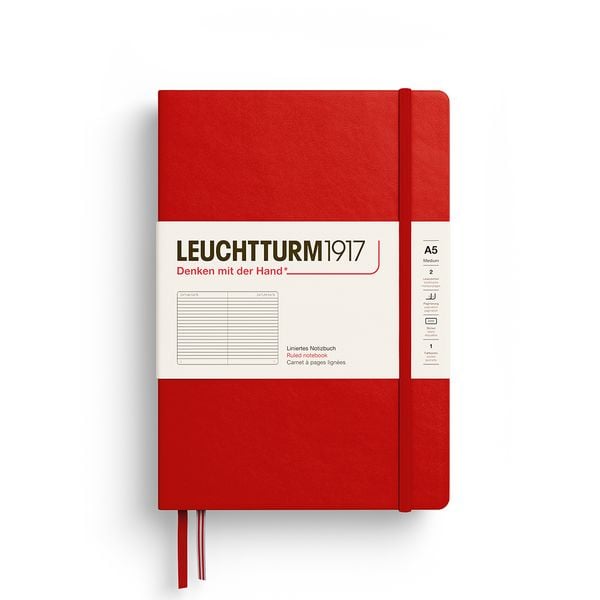 Produktbild: Notizbuch Medium (A5), Hardcover, 251 nummerierte Seiten, Cherry, liniert