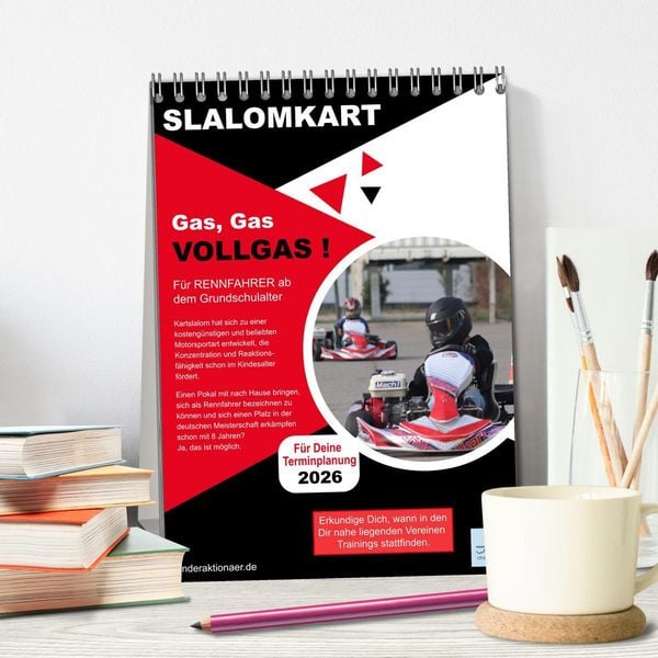 Produktbild: Slalomkart - Gas, Gas, Vollgas! 2026 (Tischkalender 2026 DIN A5 hoch), CALVENDO Monatskalender