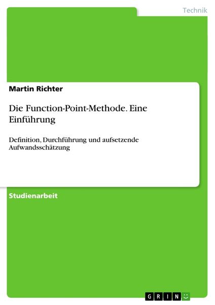 Produktbild: Die Function-Point-Methode. Eine Einf&uuml;hrung