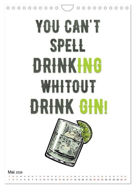 Produktbild: Gin & Tonic - Fun Stuff (Wandkalender 2026 DIN A4 hoch), CALVENDO Monatskalender