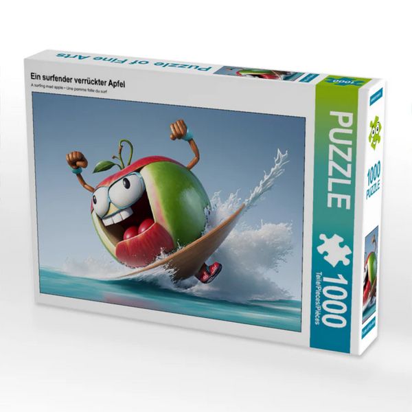 CALVENDO Puzzle Ein surfender verrückter Apfel | 1000 Teile Lege-Größe 64x48cm Foto-Puzzle für glückliche Stunden