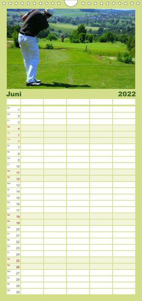 Produktbild: Familienplaner Passion Golf (Wandkalender 2022 , 21 cm x 45 cm, hoch)