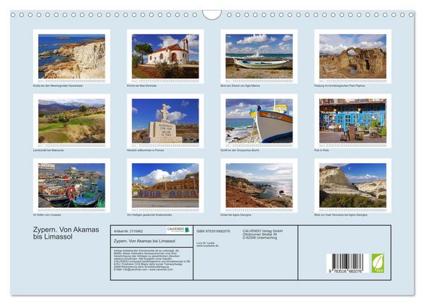 Produktbild: Zypern. Von Akamas bis Limassol (Wandkalender 2026 DIN A3 quer), CALVENDO Monatskalender