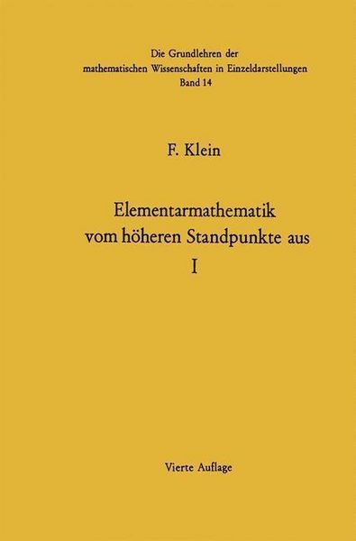 Produktbild: Elementarmathematik Vom H&ouml;heren Standpunkte Aus
