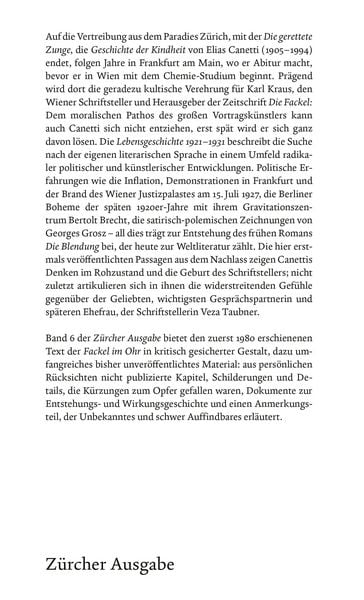 Produktbild: Die Fackel im Ohr &ndash; Z&uuml;rcher Ausgabe, Band 6