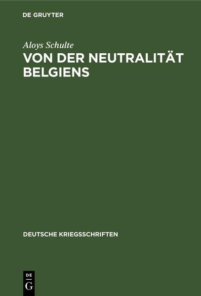 Produktbild: Von der Neutralit&auml;t Belgiens