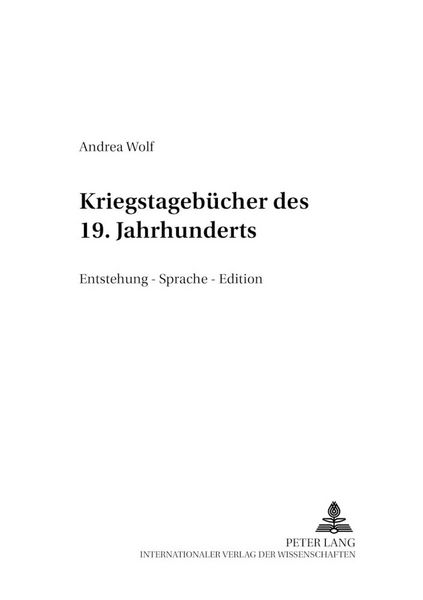 Produktbild: Kriegstageb&uuml;cher des 19. Jahrhunderts