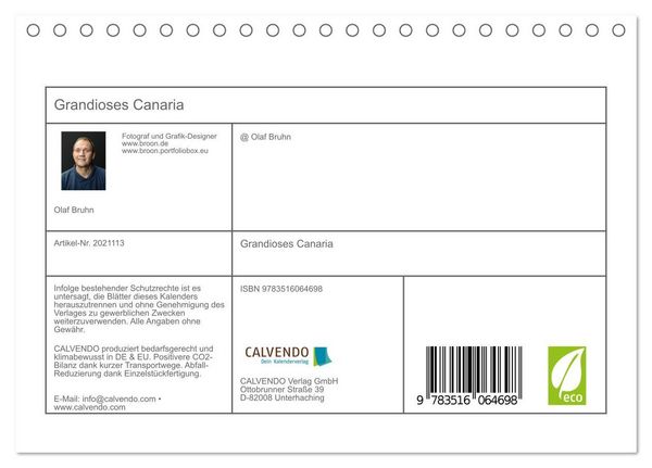 Produktbild: Grandioses Canaria (Tischkalender 2026 DIN A5 quer), CALVENDO Monatskalender