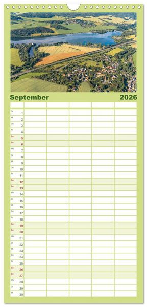 Produktbild: Familienplaner 2026 - Vogtland - von Klingenthal bis G&ouml;ltzschtal mit 5 Spalten (Wandkalender, 21 x 45 cm) CALVENDO