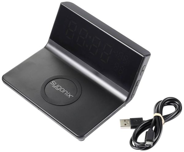 Produktbild: Sygonix Ladestation 15W Alarm Clock with Wireless Charger SY-5459860
